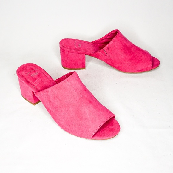 GAP Open-Toe Pink Block Heel Faux Suede 6 NWOT - Picture 3 of 8